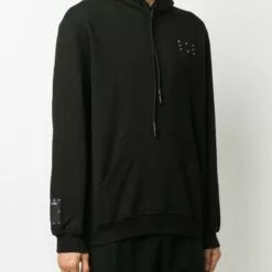 MCQ Graphic-print Long-sleeved Hoodie In 1000 DARKEST BLACK - Hoodies -MCQ store online 15777459 32969834 600