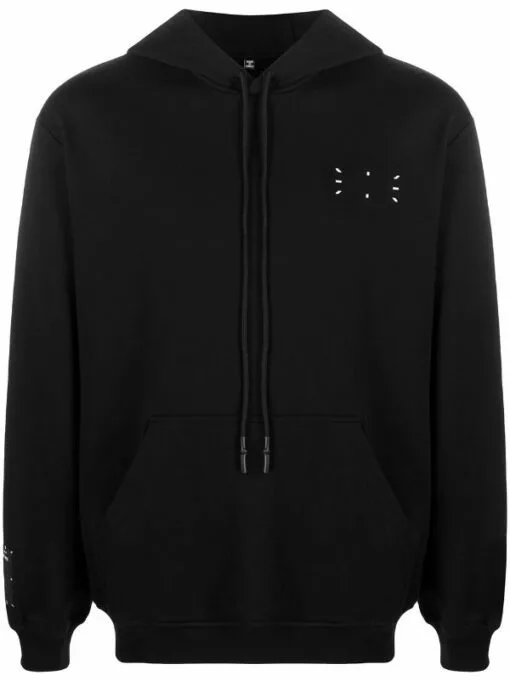 MCQ Graphic-print Long-sleeved Hoodie In 1000 DARKEST BLACK - Hoodies -MCQ store online 15777459 32972469 600