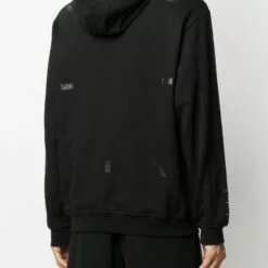 MCQ Graphic-print Long-sleeved Hoodie In 1000 DARKEST BLACK - Hoodies -MCQ store online 15777459 32972470 600