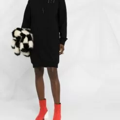 MCQ Logo Print Hooded Dress In 1000 DARKEST BLACK - Day Dresses -MCQ store online 16296145 31328833 600