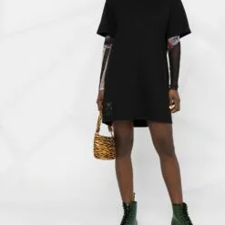 MCQ Logo Print T-shirt Dress In 1000 DARKEST BLACK - Day Dresses -MCQ store online 16296153 31327896 600