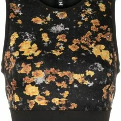 MCQ Abstract-print Cropped Vest In 6766 LICHEN ORANGE - Vests & Tank Tops