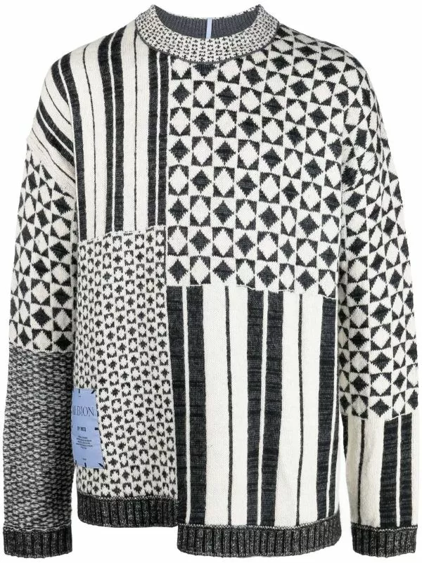 MCQ Patchwork Knitted Jumper In 1112 Blackchalk - Jumpers 3 MCQ Patchwork Knitted Jumper In 1112 Blackchalk - Jumpers