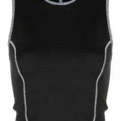 MCQ Sleeveless Cropped Top In 1000 DARKEST BLACK - Vests & Tank Tops