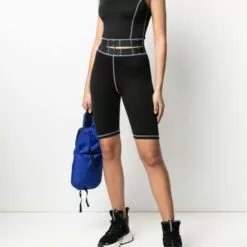 MCQ Logo-patch Cycling Shorts In 1000 DARKEST BLACK - Knee-Length Shorts -MCQ store online 16491413 32194145 600