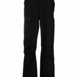 MCQ Logo-patch Cargo Trousers In DARKEST BLACK - Regular & Straight-Leg Trousers