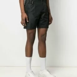 MCQ Logo-patch Buckled Shorts In BLACK - Tailored Shorts -MCQ store online 16539408 32347787 600