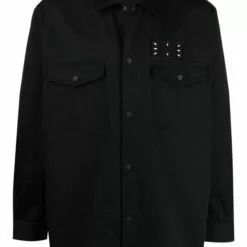 MCQ Stitch-print Shirt Jacket In 1000 BLACK - Shirt Jackets