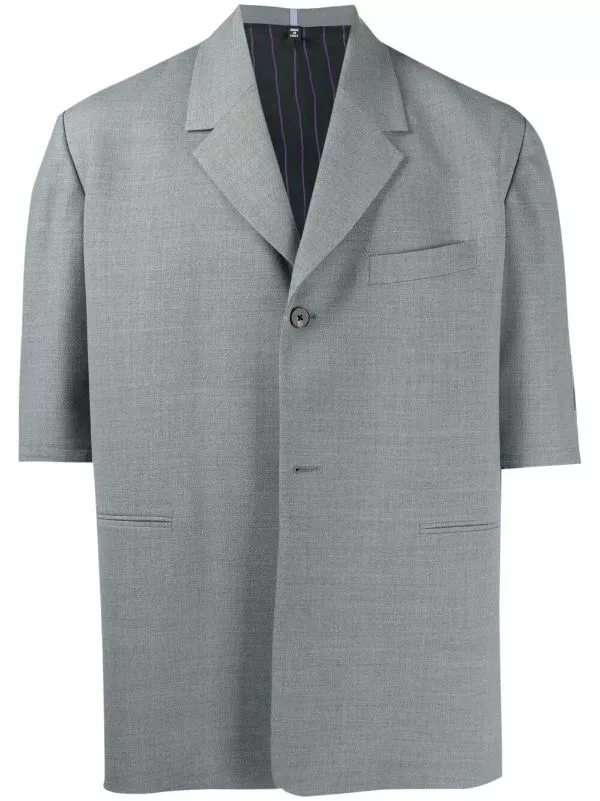 MCQ Blazer-style Short-sleeve Shirt In 1330 Grey Melange - Shirts 3 MCQ Blazer-style Short-sleeve Shirt In 1330 Grey Melange - Shirts
