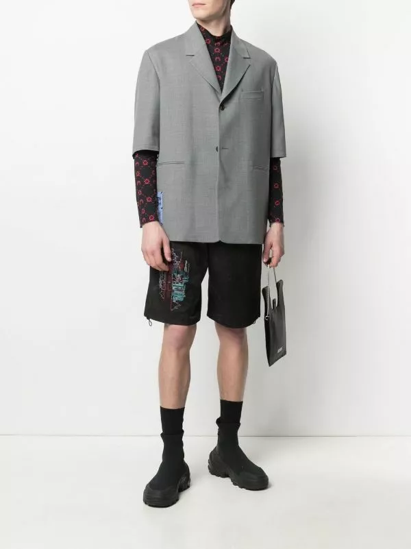 MCQ Blazer-style Short-sleeve Shirt In 1330 Grey Melange - Shirts 4 MCQ Blazer-style Short-sleeve Shirt In 1330 Grey Melange - Shirts - Image 2