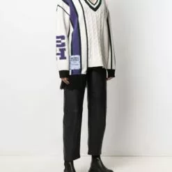 MCQ Draped-detail V-neck Jumper In 9021 - Jumpers -MCQ store online 16744218 33050258 600