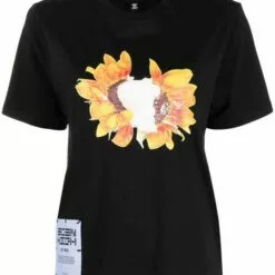 MCQ Floral Print Crew-neck T-shirt In NERO - T-shirts & Jerseys