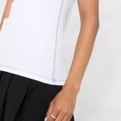 MCQ Ribbed Sleeveless Top In OPTIC WHITE - Vests & Tank Tops -MCQ store online 16870554 33648640 600