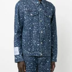 MCQ Paint-splatter Denim Jacket In 4728 BLUE - Denim Jackets -MCQ store online 16984679 34203101 600