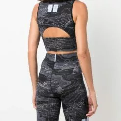 MCQ Geometric Print Sports Bra Top In 1133 BLACK - Sports Bras -MCQ store online 17083738 34372646 600