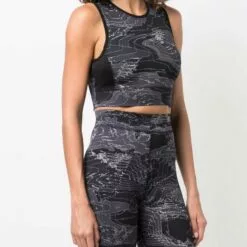 MCQ Geometric Print Sports Bra Top In 1133 BLACK - Sports Bras -MCQ store online 17083738 34372649 600