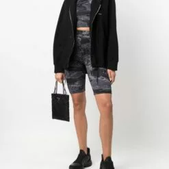 MCQ Geometric Print Sports Bra Top In 1133 BLACK - Sports Bras -MCQ store online 17083738 34372652 600