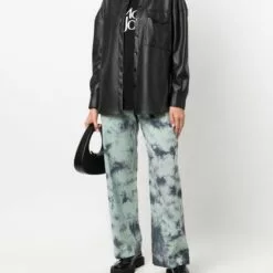 MCQ Tie-dye Wide Leg Trouser In 4016 GREEN/PURPLE - High-Waisted Trousers -MCQ store online 17085265 34349563 600