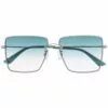 MCQ Oversized Square-frame Sunglasses In 004 SILVER GREEN -
