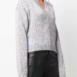 MCQ V-neck Cotton Jumper In 4727 GRIGIO - Jumpers -MCQ store online 17135845 34755707 600