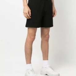 MCQ Contrast Stitch Logo Shorts In 1000 DARKEST BLACK - Bermuda Shorts -MCQ store online 17156816 34807117 600
