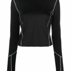 MCQ Contrasting-stitch Top In 1000 DARKEST BLACK - T-shirts & Jerseys