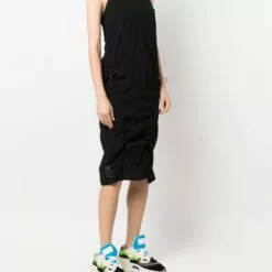 MCQ Drawstring Silk Midi Dress In 1000 BLACK - Day Dresses -MCQ store online 17199586 35149883 600