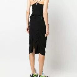 MCQ Drawstring Silk Midi Dress In 1000 BLACK - Day Dresses -MCQ store online 17199586 35150977 600