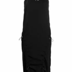 MCQ Drawstring Silk Midi Dress In 1000 BLACK - Day Dresses