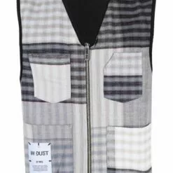 MCQ Patchwork Check-print Vest Jacket In 1000 BLACK/ GREY - Waistcoats & Gilets