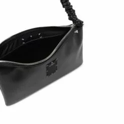 MCQ Ruched-strap Leather Tote Bag In 1000 BLACK - Tote Bags -MCQ store online 17241293 35705754 600