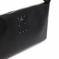 MCQ Ruched-strap Leather Tote Bag In 1000 BLACK - Tote Bags -MCQ store online 17241293 35706590 600