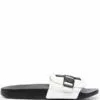 MCQ Logo-patch Buckle Slides In BIANCO - Flip Flops & Slides