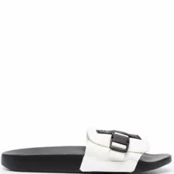 MCQ Logo-patch Buckle Slides In BIANCO - Flip Flops & Slides