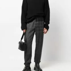 MCQ Plaid Pattern Trousers In 1014 GREY/BLACK - Tapered Trousers -MCQ store online 17250934 35947562 600