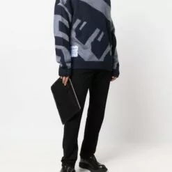 MCQ Patterned Crew Neck Jumper In 4009 BLUE - Jumpers -MCQ store online 17283844 35435101 600