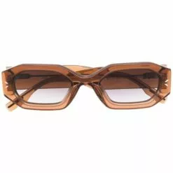( New Season ) MCQ Octagonal Slim Sunglasses In 003 BROWN -