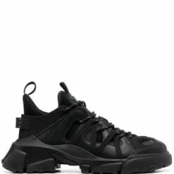 ( New Season ) MCQ Panelled Lace-up Trainers In 1000 BLACK - Low-Tops