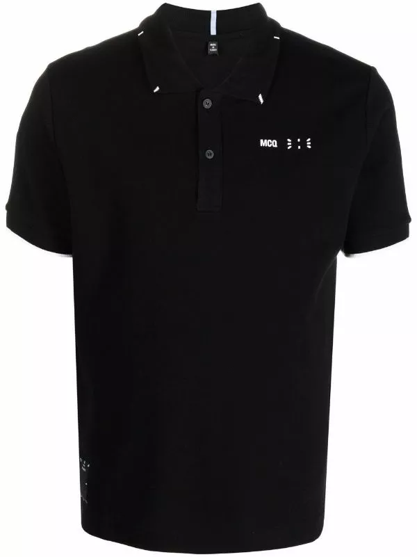 ( New Season ) MCQ Logo-embroidered Polo Shirt In 1000 BLACK - Polo Shirts 3 ( New Season ) MCQ Logo-embroidered Polo Shirt In 1000 BLACK - Polo Shirts