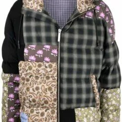 ( New Season ) MCQ Patchwork Quilted Hooded Jacket In 8002 BLACK MULTI - Hooded Jackets