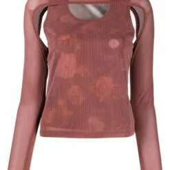 ( New Season ) MCQ Ribbed Floral-print Top In 7033 MULTICOLOR - T-shirts & Jerseys