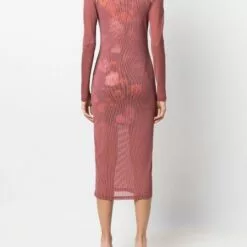 ( New Season ) MCQ Floral-print Ribbed Dress In 7033 RED - Day Dresses -MCQ store online 17715912 37153231 600