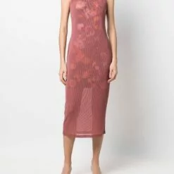 ( New Season ) MCQ Floral-print Ribbed Dress In 7033 RED - Day Dresses -MCQ store online 17715912 37154196 600