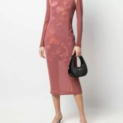 ( New Season ) MCQ Floral-print Ribbed Dress In 7033 RED - Day Dresses -MCQ store online 17715912 37154204 600