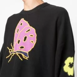 ( New Season ) MCQ Butterfly-print Cotton Sweatshirt In 1000 BLACK - Sweatshirts -MCQ store online 17715946 37154914 600