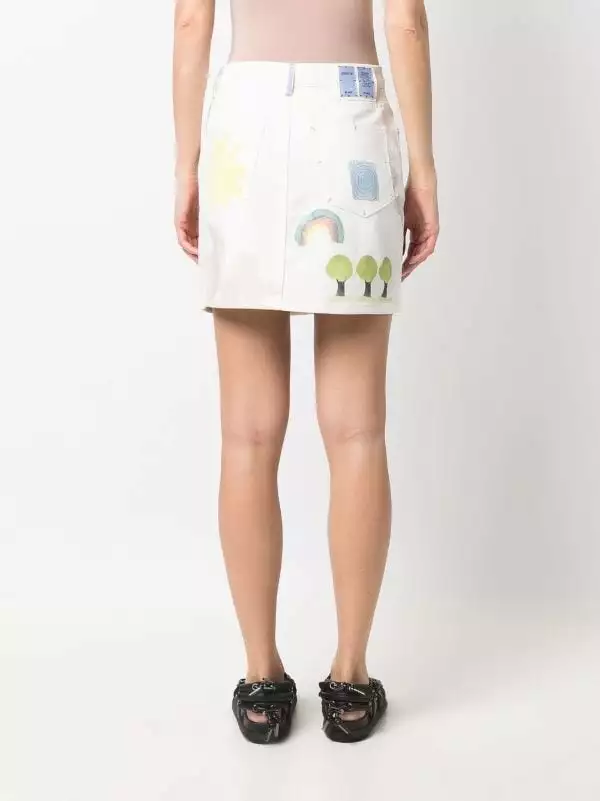 ( New Season ) MCQ Floral-print Denim Mini Skirt In 9012 WHITE - Pencil Skirts 6 ( New Season ) MCQ Floral-print Denim Mini Skirt In 9012 WHITE - Pencil Skirts - Image 4