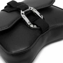 ( New Season ) MCQ Buckle-fastening Leather Messenger Bag In 1000 BLACK - Messenger Bags -MCQ store online 17716444 37152514 600