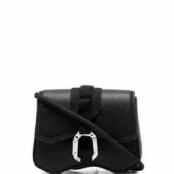 ( New Season ) MCQ Buckle-fastening Leather Messenger Bag In 1000 BLACK - Messenger Bags