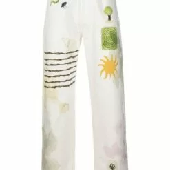 ( New Season ) MCQ Graphic-print Straight-leg Trousers In 9012 WHITE - Regular & Straight-Leg Trousers