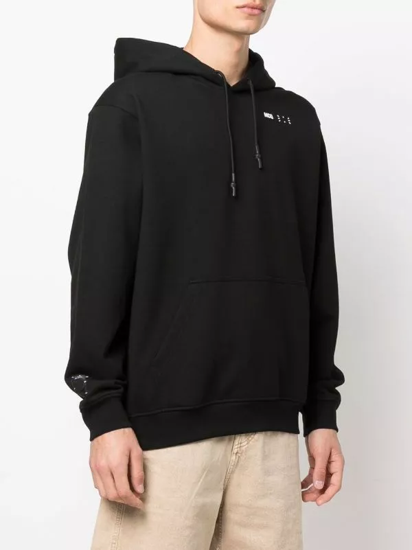 ( New Season ) MCQ Logo-embroidered Cotton Hoodie In 1000 BLACK - Hoodies 5 ( New Season ) MCQ Logo-embroidered Cotton Hoodie In 1000 BLACK - Hoodies - Image 3